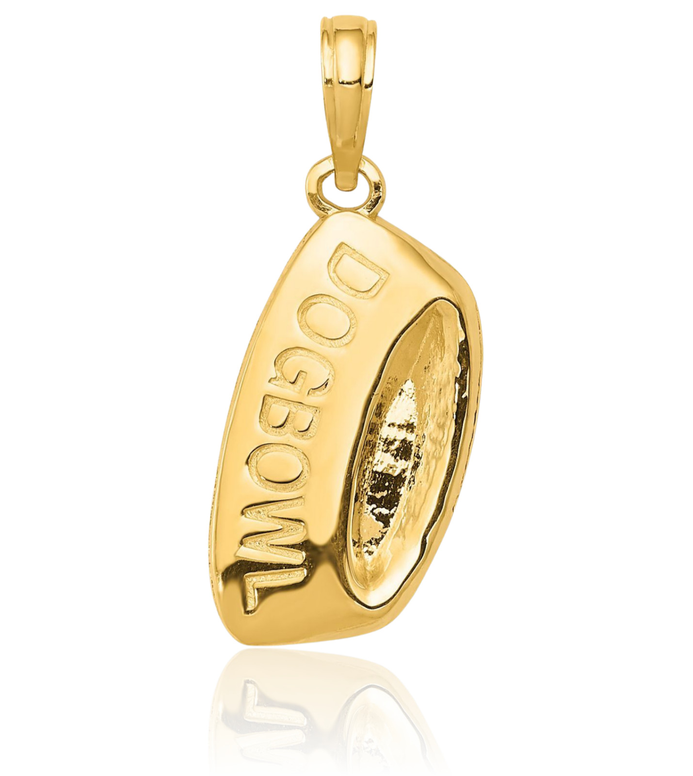 14K Solid Yellow Gold Medium Dog Bowl Pendant Necklace 22mm 7/8 inch Polished
