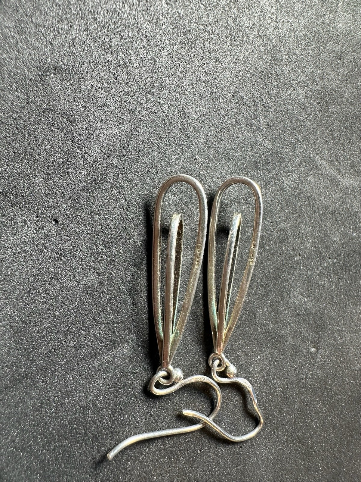 2.29g Vintage Sterling Silver 925 Double Teardrop Dangle Hook Earrings