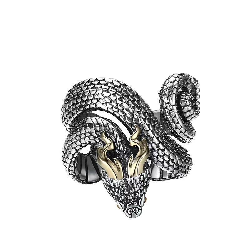 Pure S925 Sterling Silver Men Lucky Flying Dragon Open Ring 26-27g Us Size :9-12