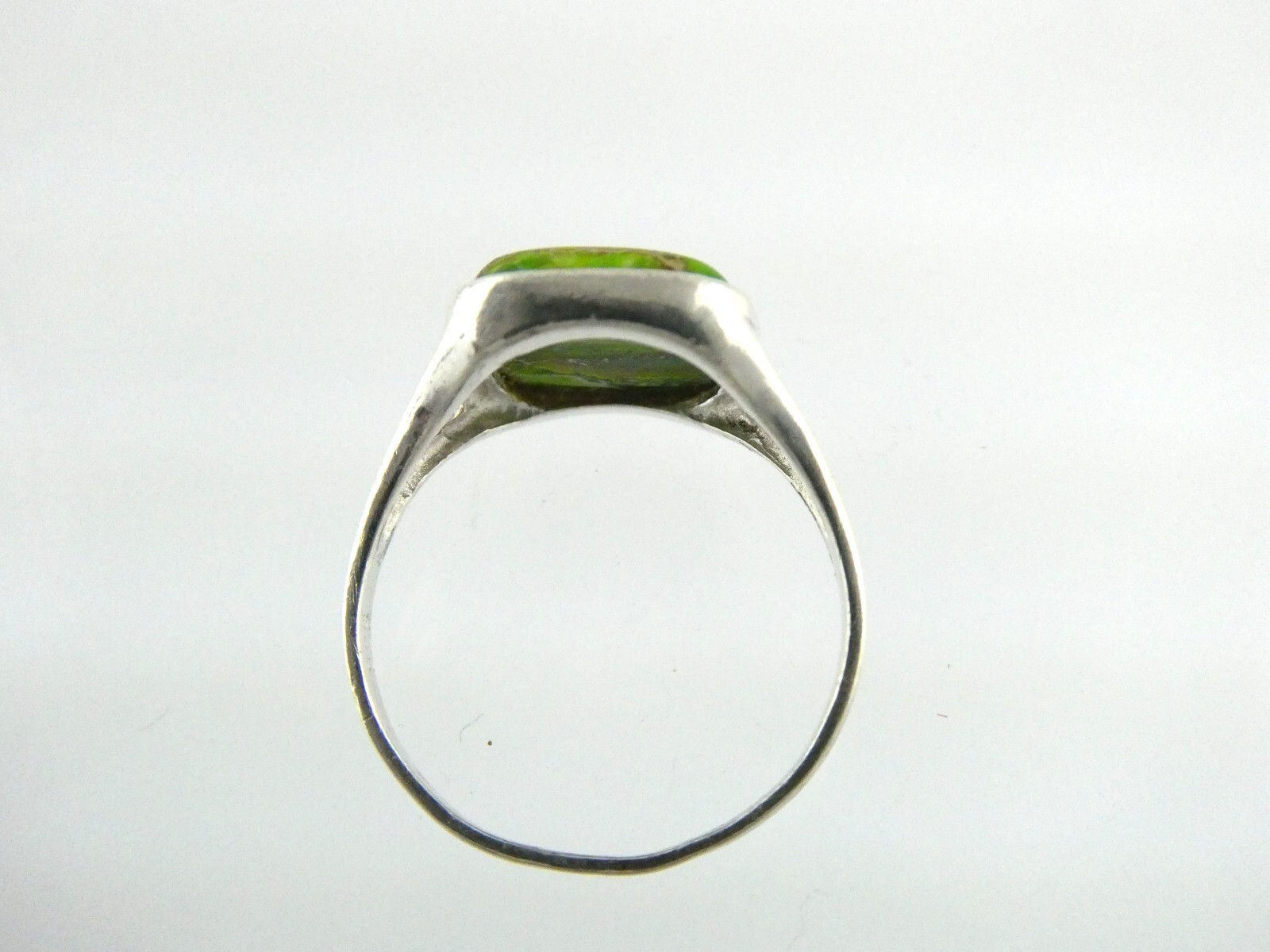 Sterling Silver Green Turquoise Heart Bezel Ring 925 Size 7 Weighs 2.4 Grams