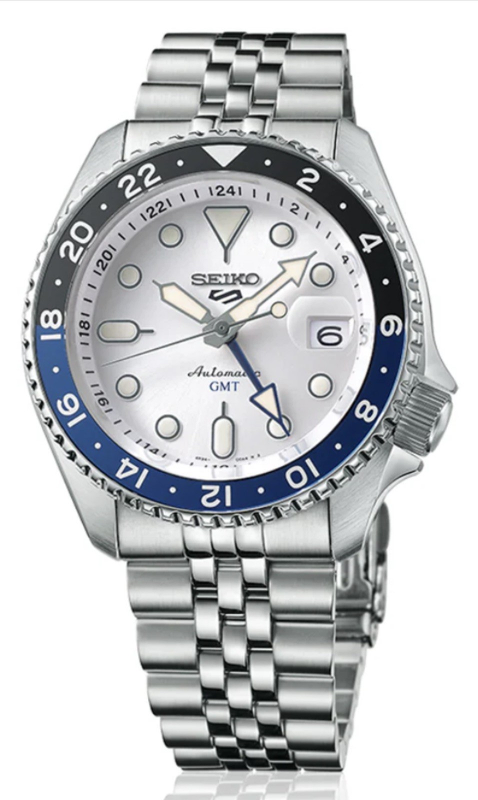 Seiko 5 Sports GMT SSK033K1 – Silver Cloud “Batman” Automatic 42.5mm 100m NEW