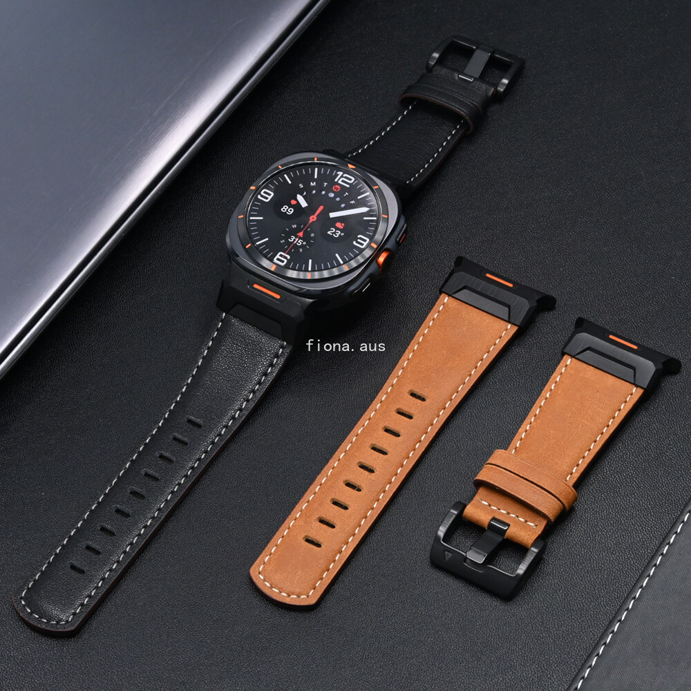 Rugged Leather Band Metal Connector Strap For Samsung Galaxy Watch Ultra 47/2025