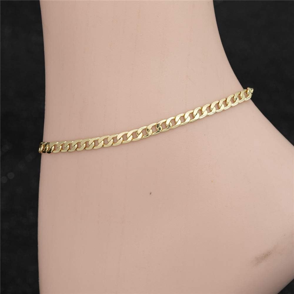 Durable 14K Gold Cuban Link Ankle Bracelet – Perfect Gift for Any Occasion