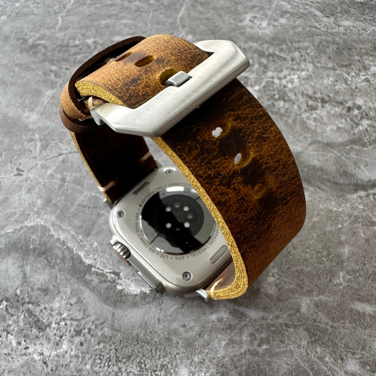 Thick Brown Buffalo Leather Watch Strap Band For NEW Apple Watch Ultra 1 2 49mm