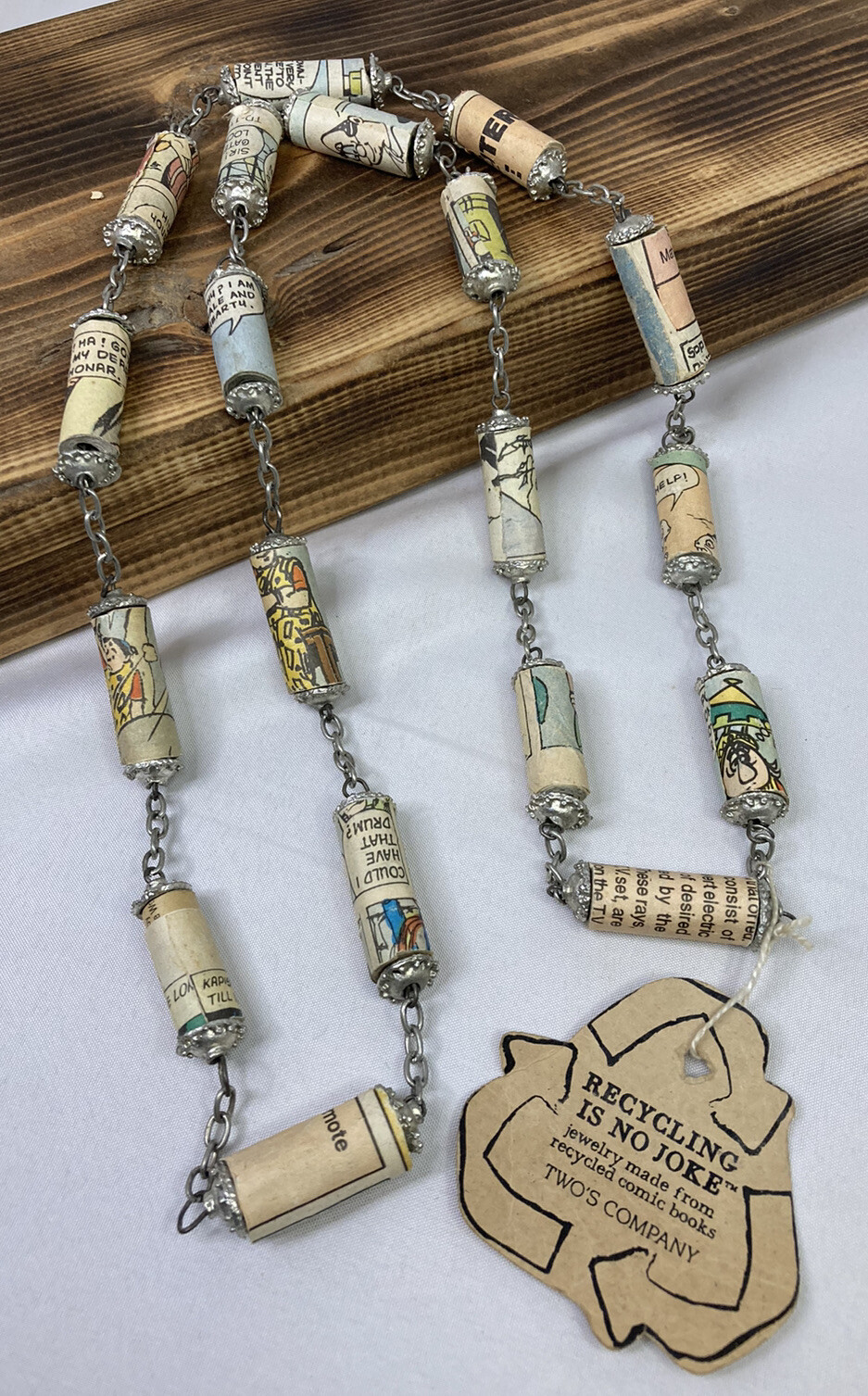Two’s Company Brand 19.5” Necklace Made From Recycled Comic Books New