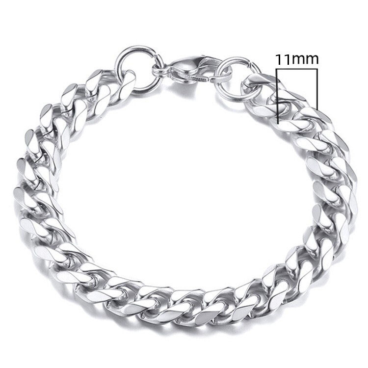 Curb bracelet solid stainless steel 6-11 mm wide / 18-23 cm men’s women gift
