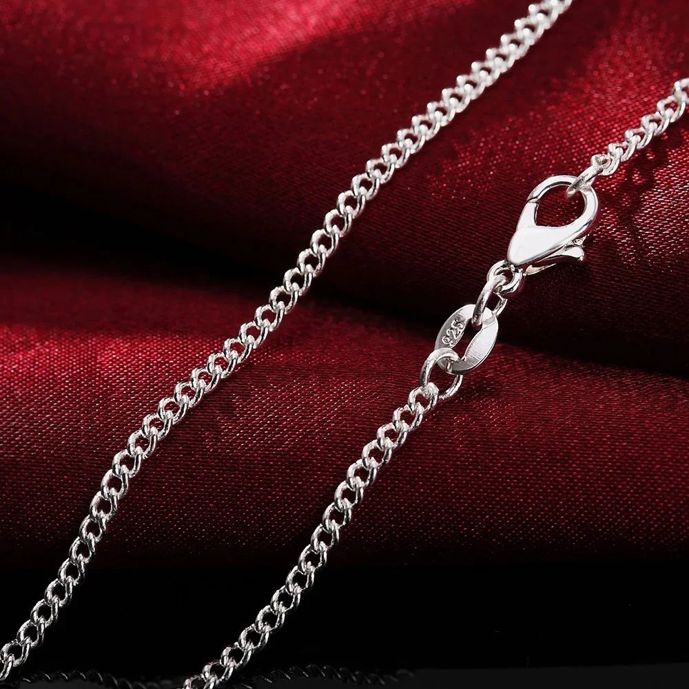 Genuine 925 Sterling Silver Curb Chain Necklace Lobster Clasp 16″-30″ Gifts