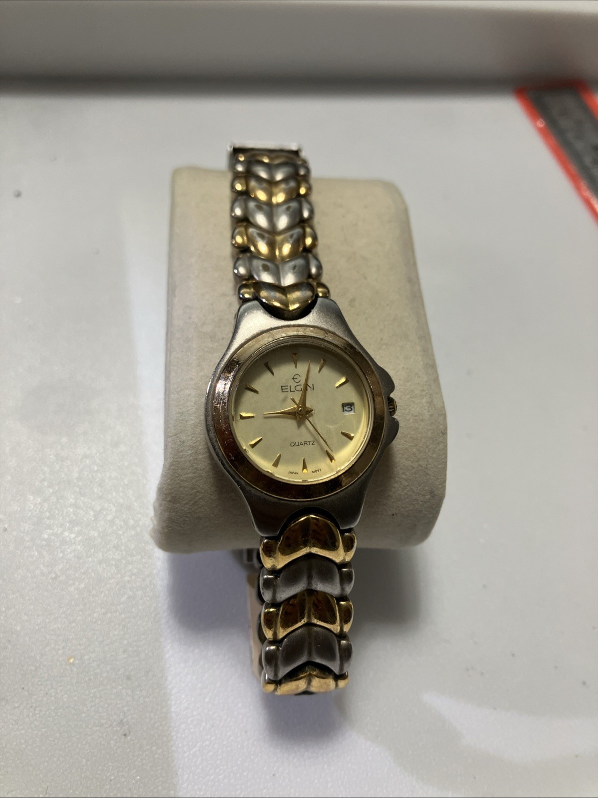 Elgin PreOwned Two Tone Quartz Watch EM885 Fresh Battery