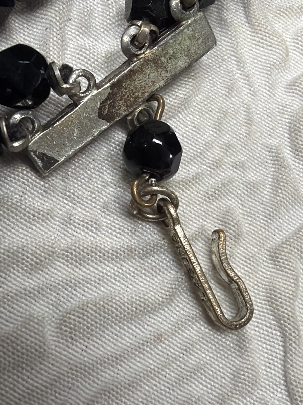 Vintage Laguna 4-Layers Czech Black Glass Faceted Beads Waterfall Necklace