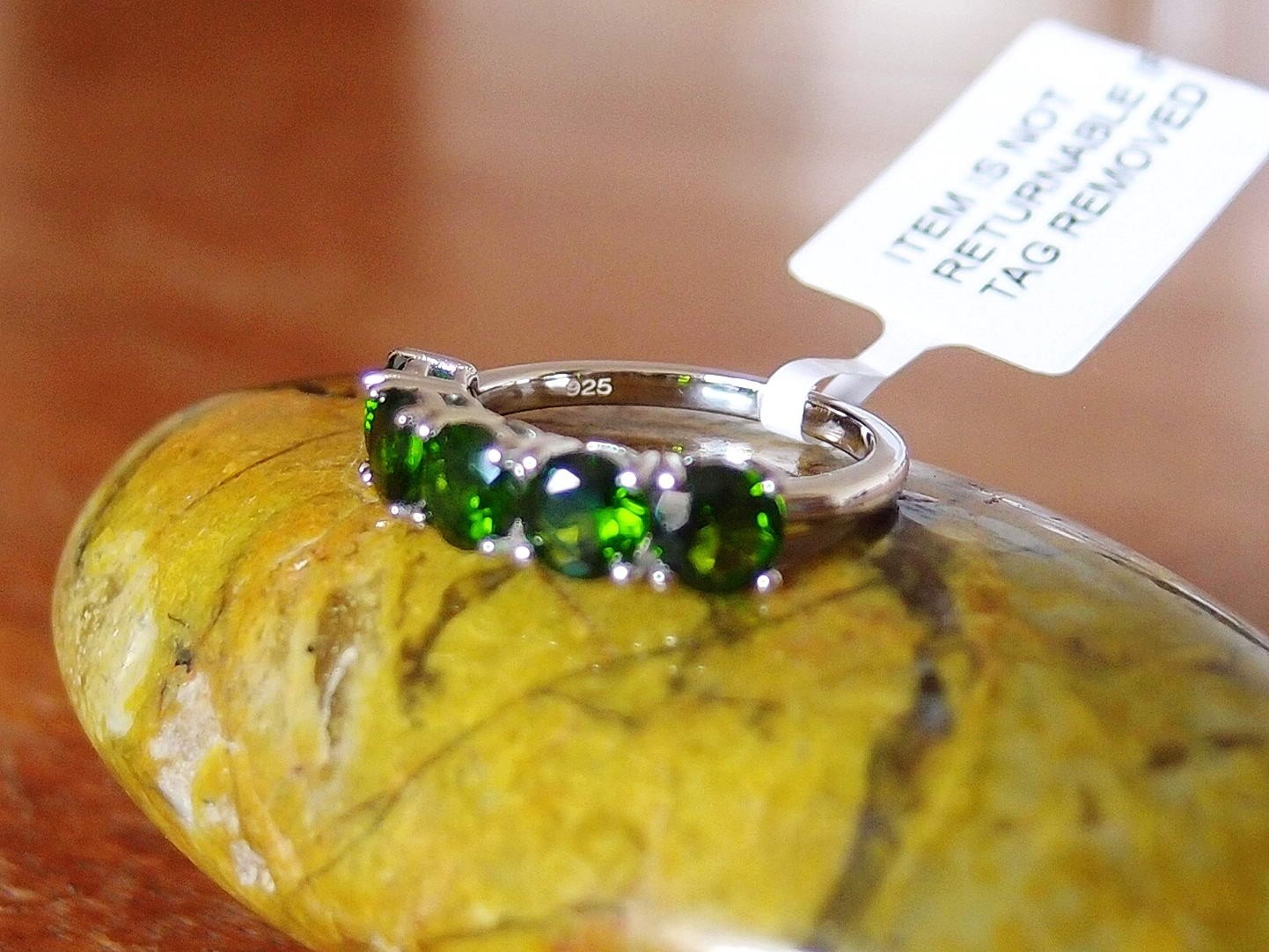 Natural Chrome Diopside Half Eternity 925 Sterling Silver Ring Size L