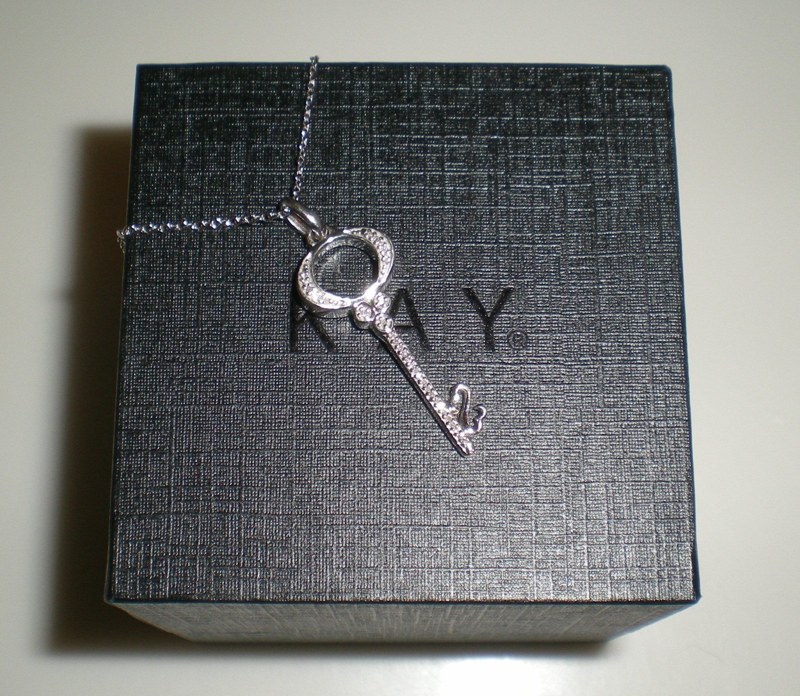 Jane Seymour Open Hearts Sterling Silver KEY Diamond Accent Necklace 💎 KAY BOX