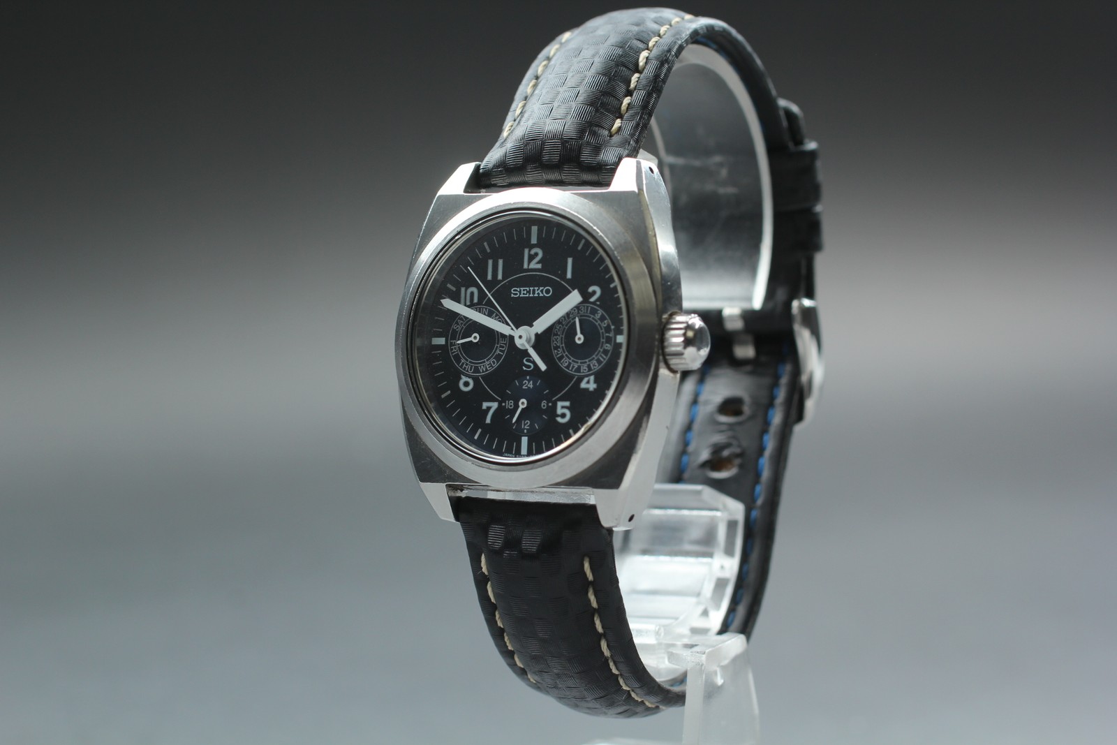 Vintage [Exc+5] Seiko SUS 5Y89-0A50 Blue Dial Quartz Men’s Watch From JAPAN