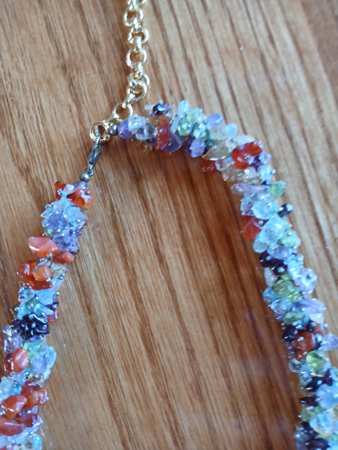 Glass Bead Twist Necklace Multicolor Handmade Artisan Barrel Clasp Statement 19”