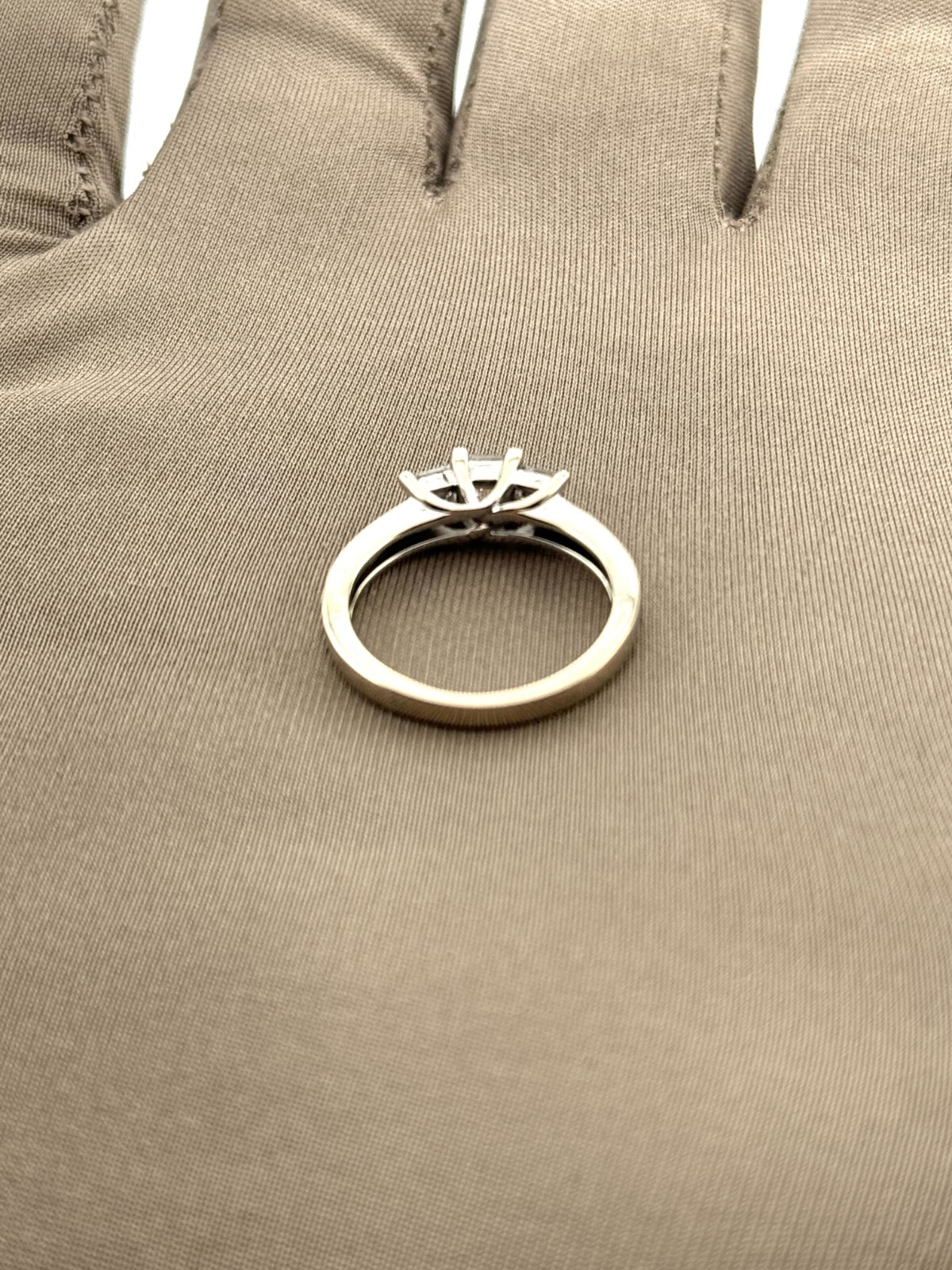 14K .585 White Gold Three Stone Princess Cut Diamonds .86Ct Ring Sz 6
