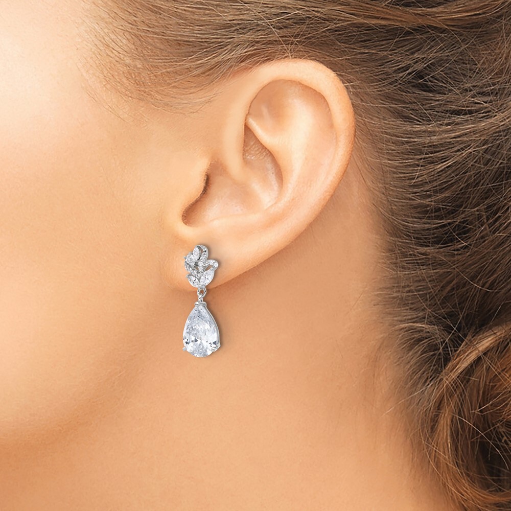 25.5mm Cheryl M Fancy Marquise-cut & Brilliant-cut Pear CZ Dangle Earrings