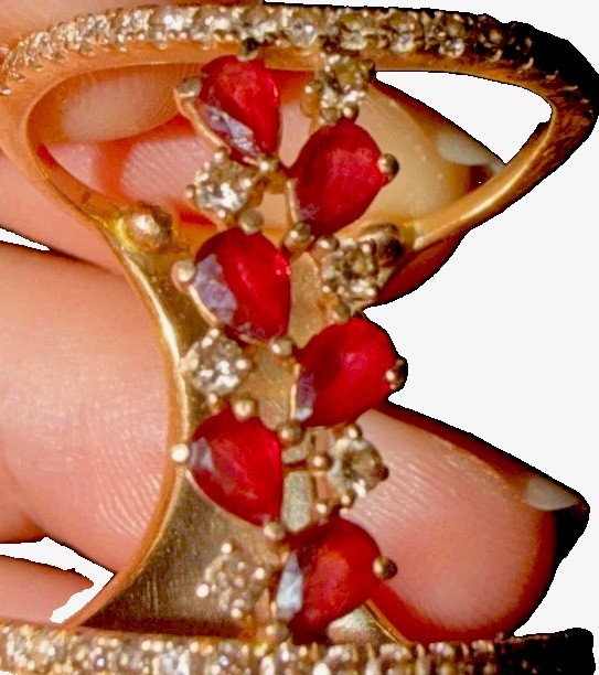 Le Vian Style 14K Rose Gold Pink/Red Sapphire & Diamond Cage Ring – 8 Grams