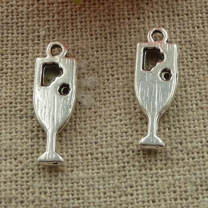 Free Ship 200 pcs tibetan silver Wine Glass charms 20X7mm L-3372