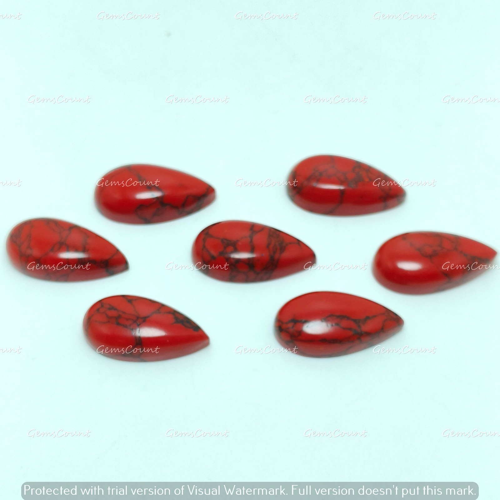 Natural Red Howlite Long Pear Cabochon Calibrated Gemstone 5x10mm-15x30mm