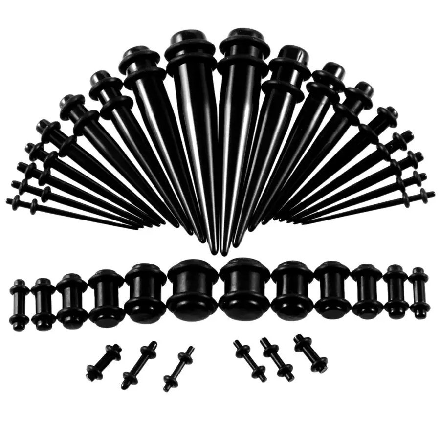 36 pcs Ear Stretching Kit 14G-00G Taper Ear Gauges Plugs Tunnels Expander Set