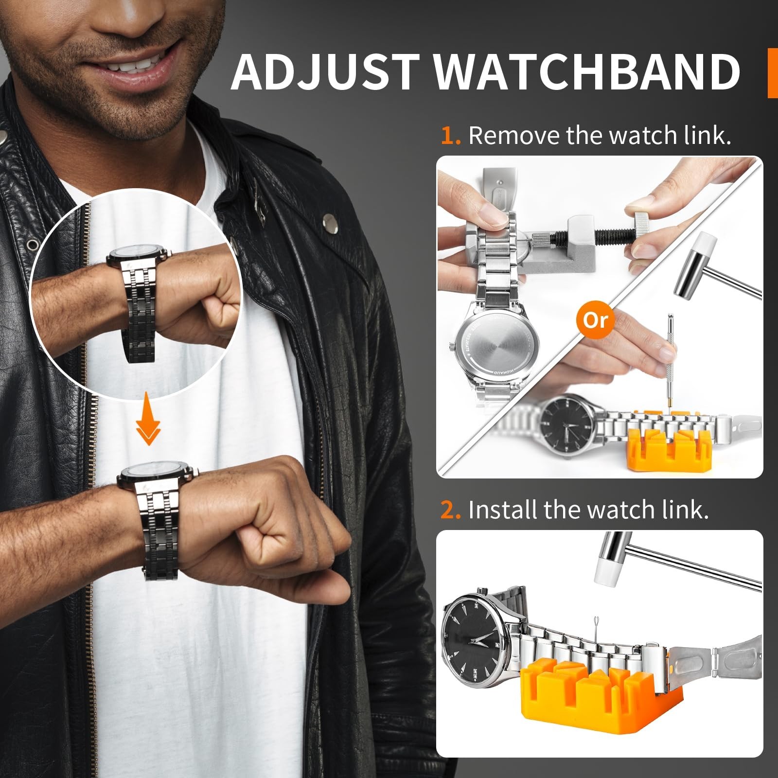 Watch Repair Tool Kit – Battery Replacement, Strap Adjustment, Case Opener, Link