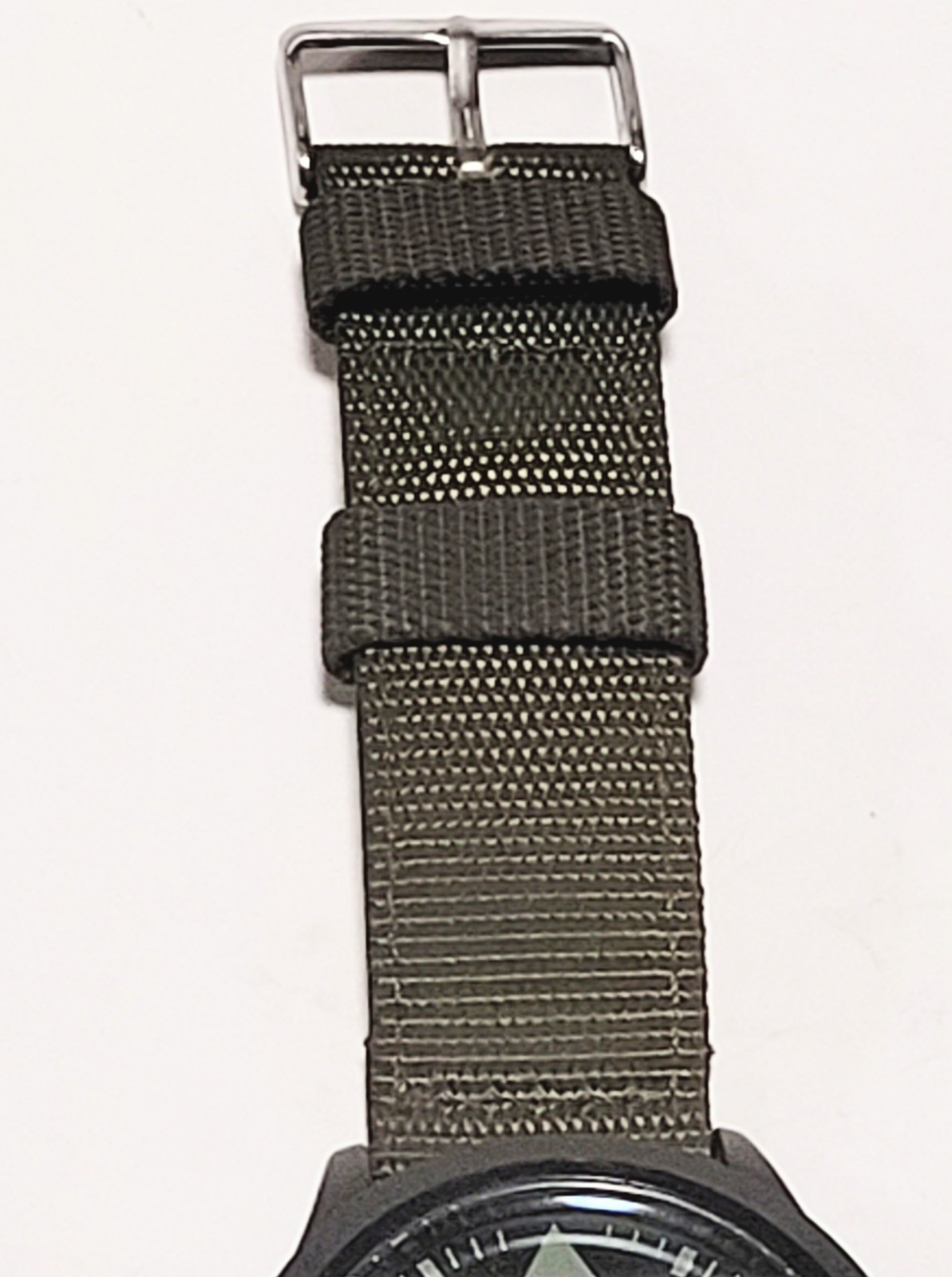 American Aviator 1945 Black Tone Quartz Wristwatch Field Watch Olive Green Band