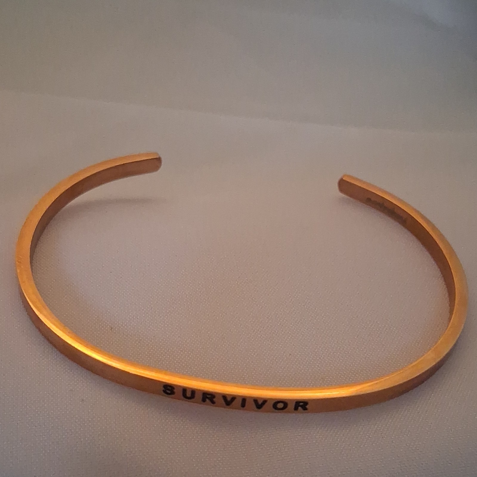MantraBand Survivor Gold Stainless Steel Adjustable Engraved Bangle