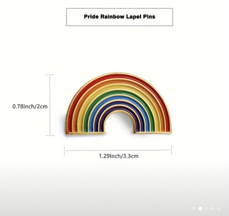 6 Pieces- 1” Enamel Rainbow Pin – Lapel, Purse, Backpack Pride Month Safety back
