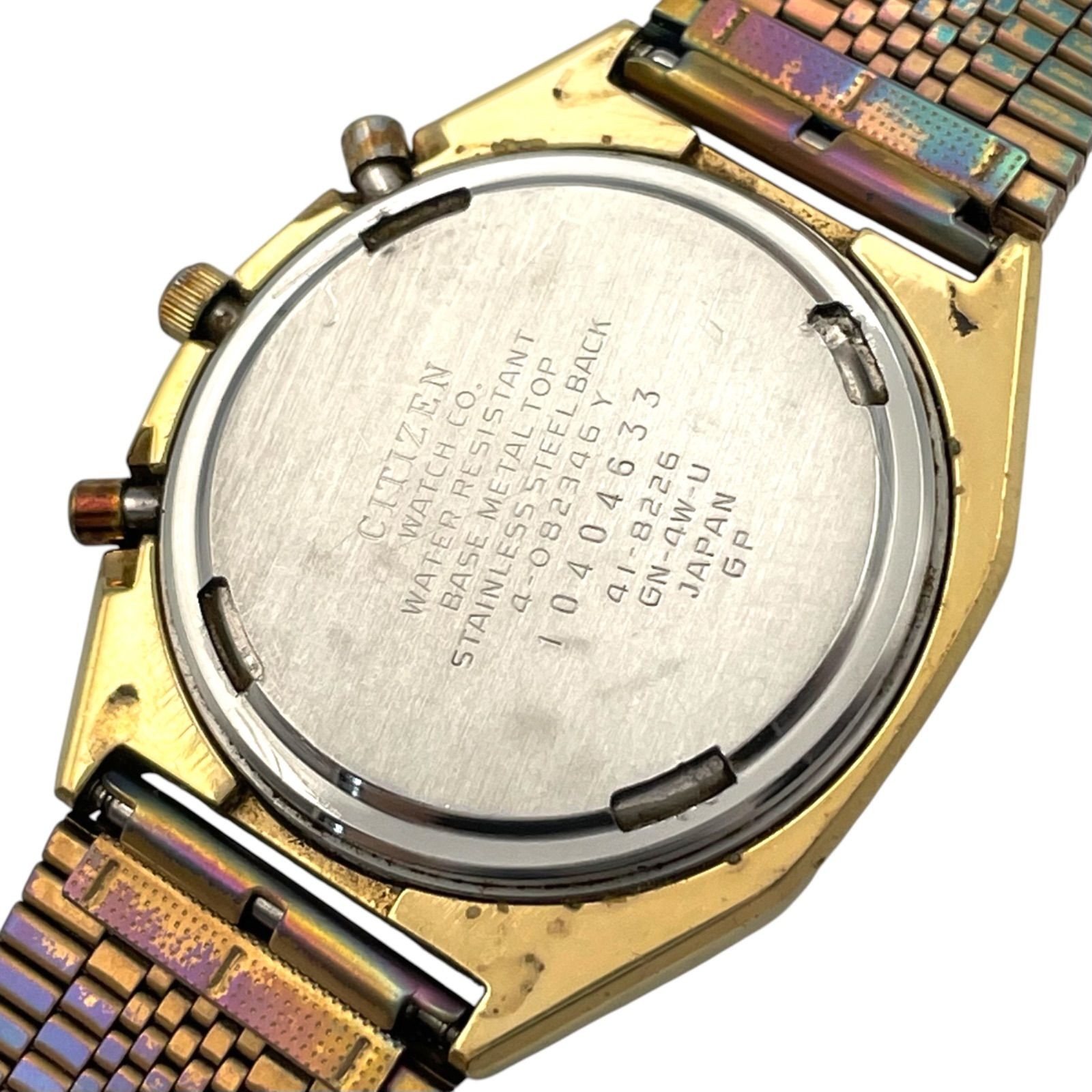 Working CITIZEN CUE Watch Ana Digi 4 082346 Y Gold QZ Quartz 3 Hands Gold a71