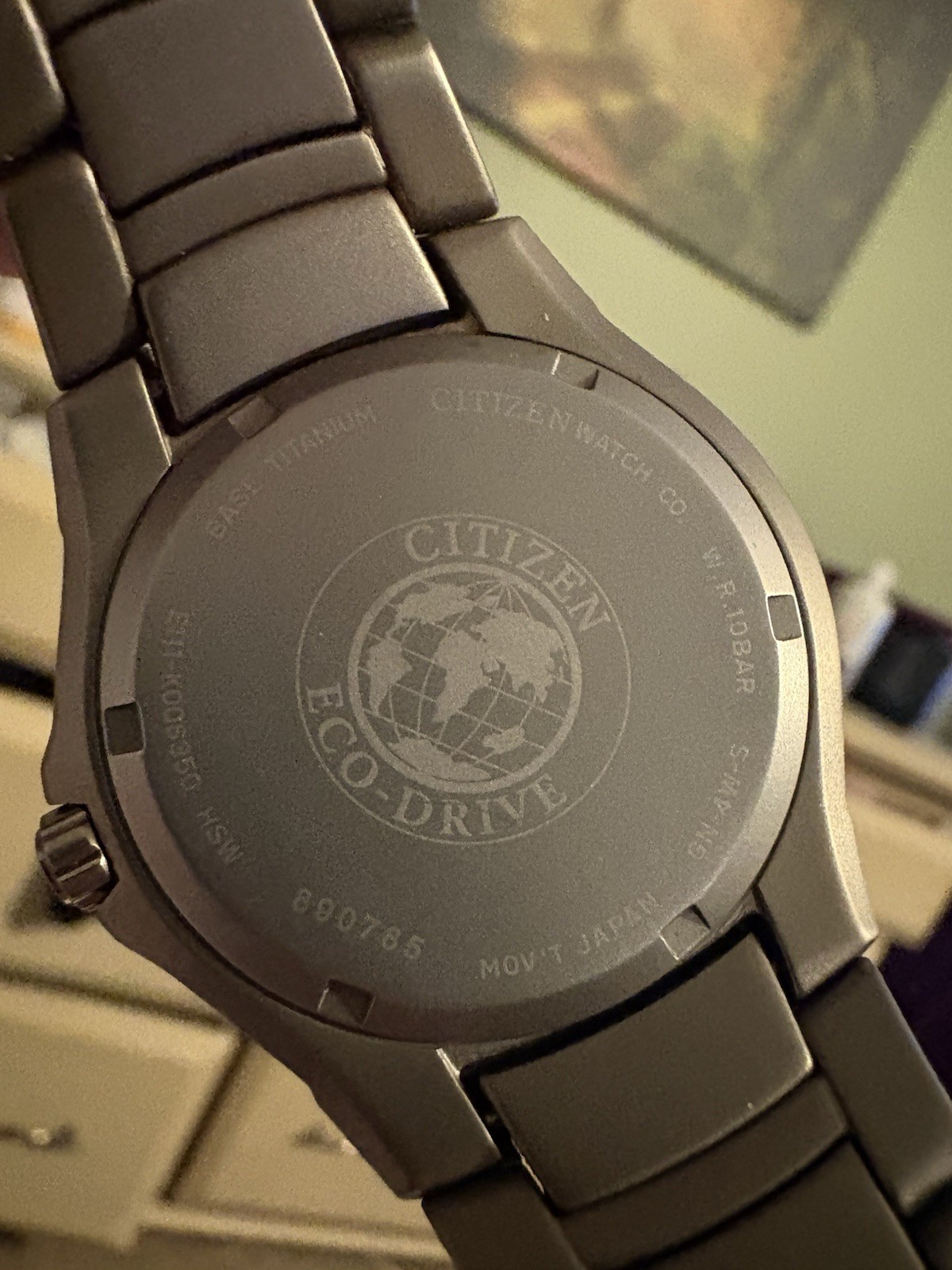 Mens Citizens Titanium Ecodrive E111 K008350 Blue Dial Date EUC No Scratches
