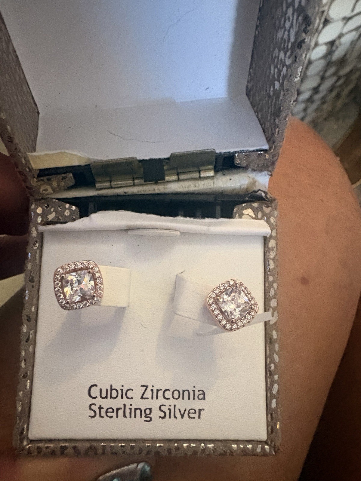 Nanette Lepore Sterling Silver Cubic Zirconia Stud Earrings New In Box
