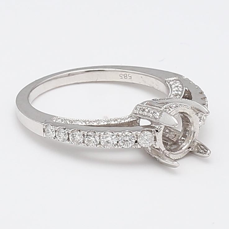 0.50 Carat Round Brilliant G VS1 Diamond 14k WG Semi Mount Ring