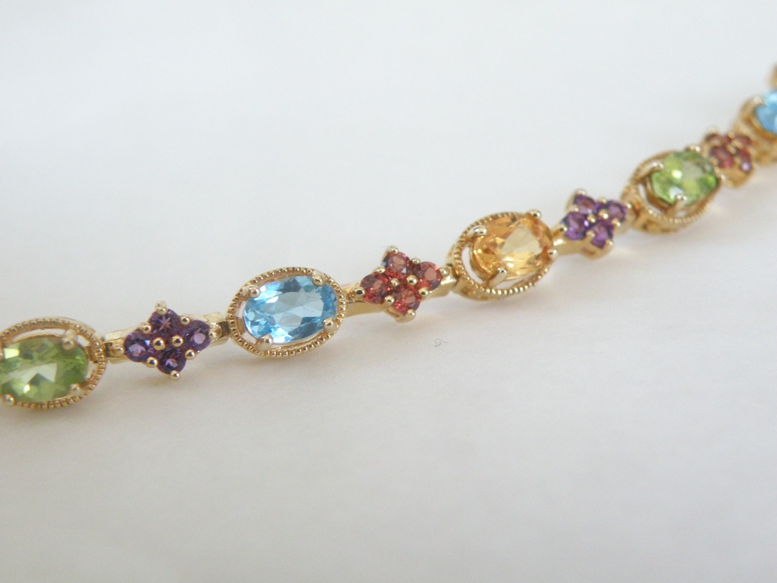 Zales 18K Gold on Sterling Silver 925 Multi Gemstone Tennis Bracelet Fits 7.5″