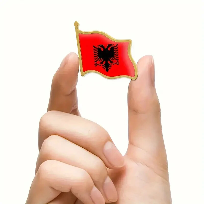 Albanian Waving Flag Lapel Pins, Patriotic Albania Flag Metal Pin