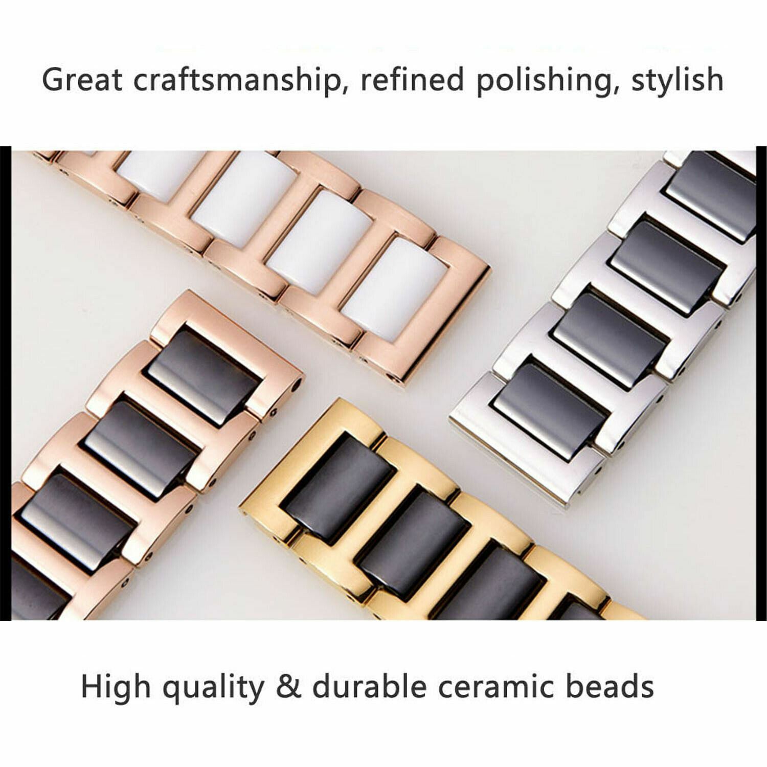 12mm 13 14 15 16 17 18 19 20 22mm Stainless Steel Ceramic Watch Band Metal Strap
