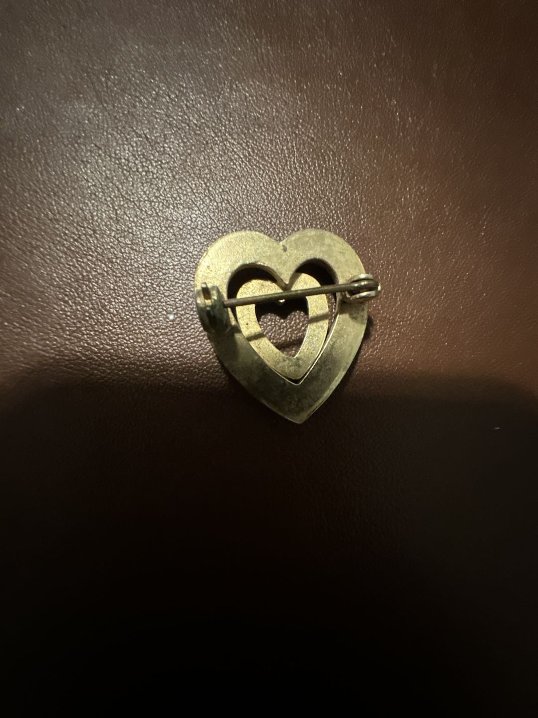 Vintage Gold Tone Faux Pearl Double Heart Brooch