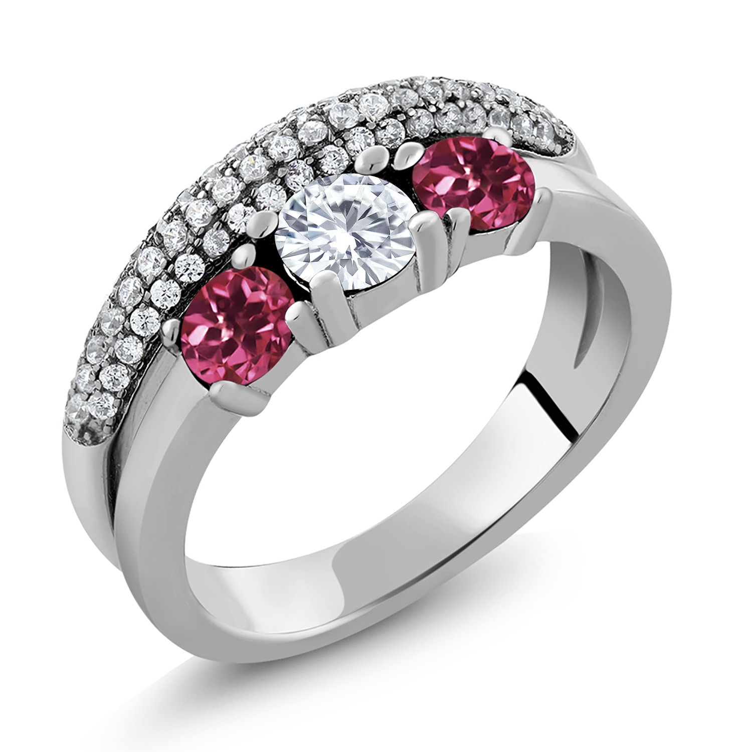 925 Sterling Silver Ring Round Moissanite 0.50ct DEW