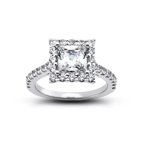 Engagement Ring 18K White Gold Classic Round 1.78 Carat Lab-Grown Diamond D VS2