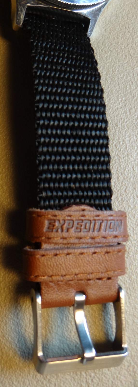 New Mens ONE PIECE Nylon 18mm Timex Expedition Camper Watch Band Black w/Brown
