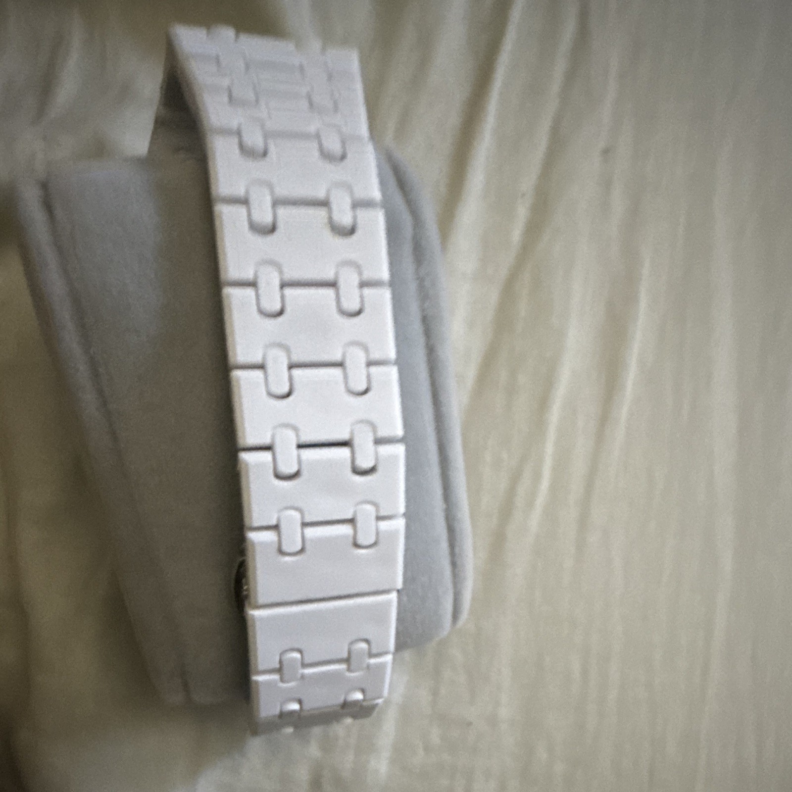 Octagon Analog Wristwatch w/ Date, White Dial, Plastic Bracelet, Unisex