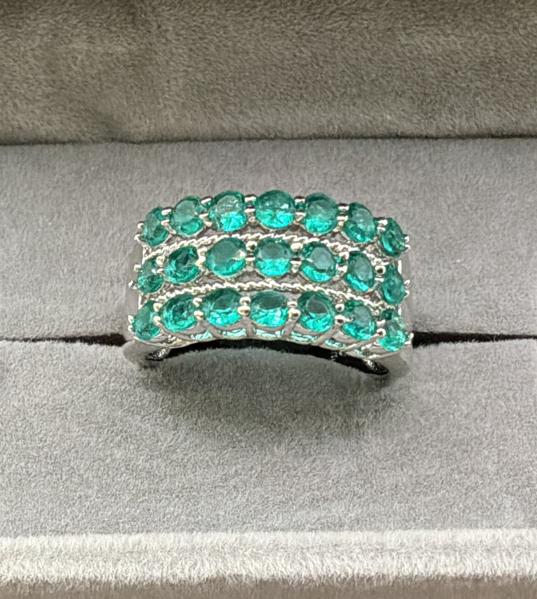 APATITE MULTI-STONE RING -lab Created – 6.0CTW – .925 STERLING SILVER SETTING!!!