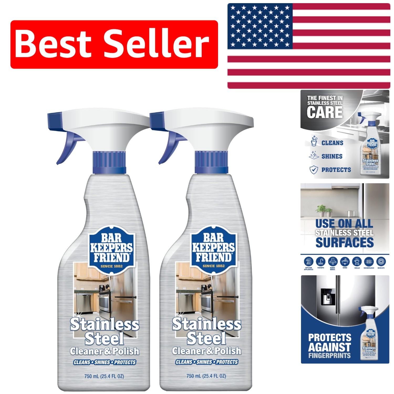 Citrus Stainless Steel Cleaner & Polish Spray – 2 x 25.4 oz for Pristine Shine