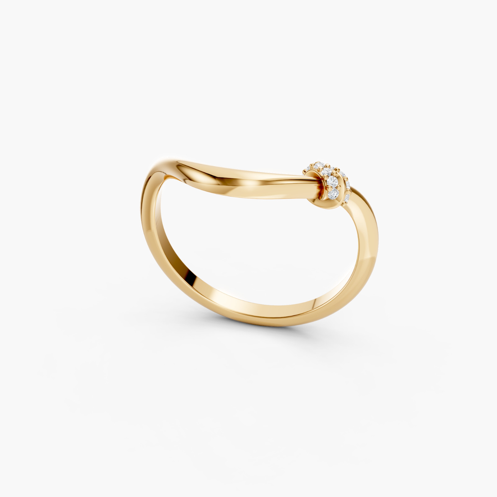 V Shape Lab Diamond Ring 14K Rose Gold D-F- VVS Chevron Stackable Wedding Band
