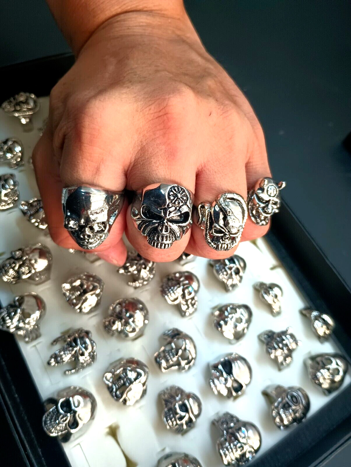 50 pcs Wholesale Mixed Lot Skull Men’s Rings Biker Punk Ring