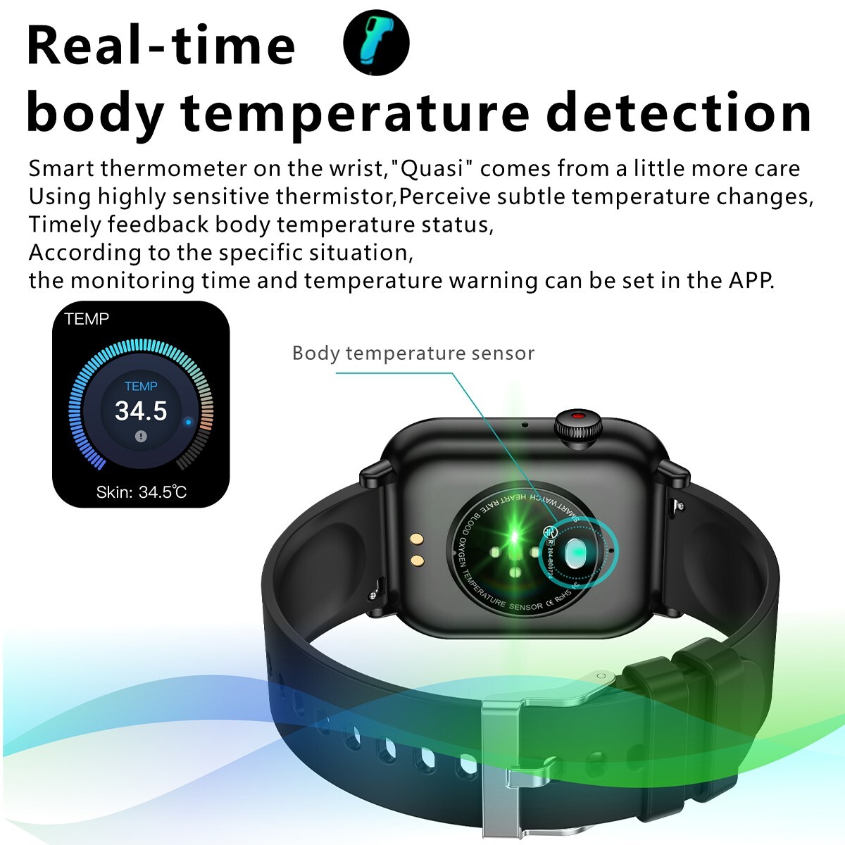 Smart Watch Bluetooth Call Heart Rate BP Monitor Waterproof Watch♬