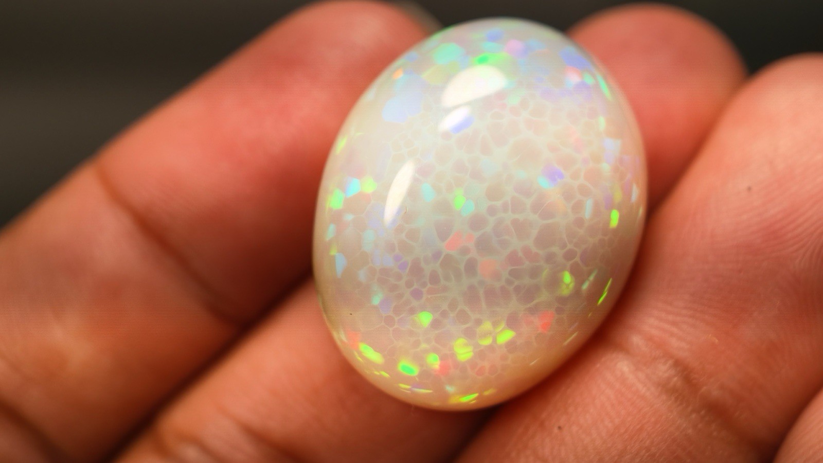 Natural White Opal 40.52 Ct Oval Cabochon Loose Gemstone Certified Play of Color