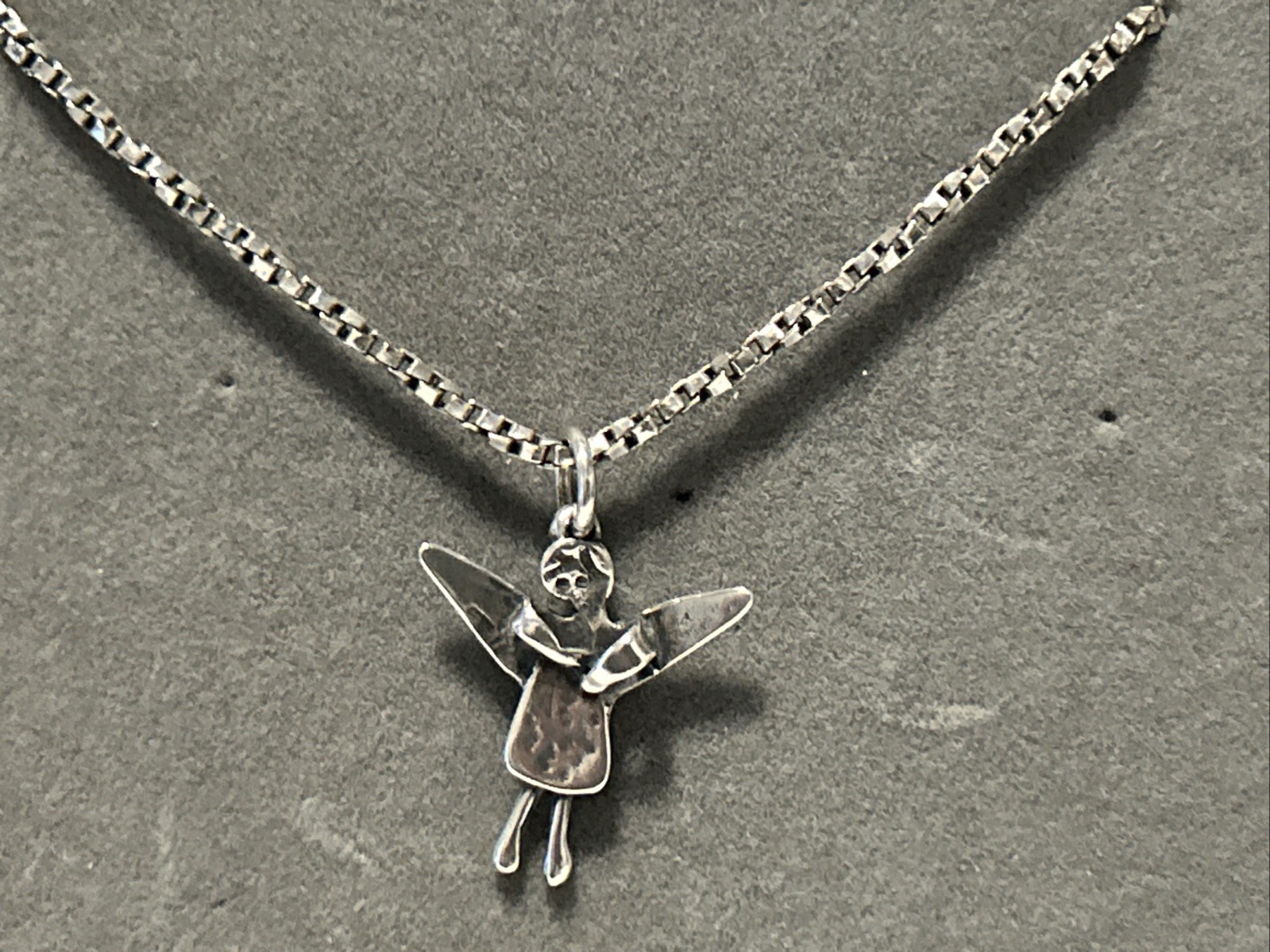 Sterling Silver Handmade Fairy Pendant on 38cm Sterling Silver Choker Chain.5.5g