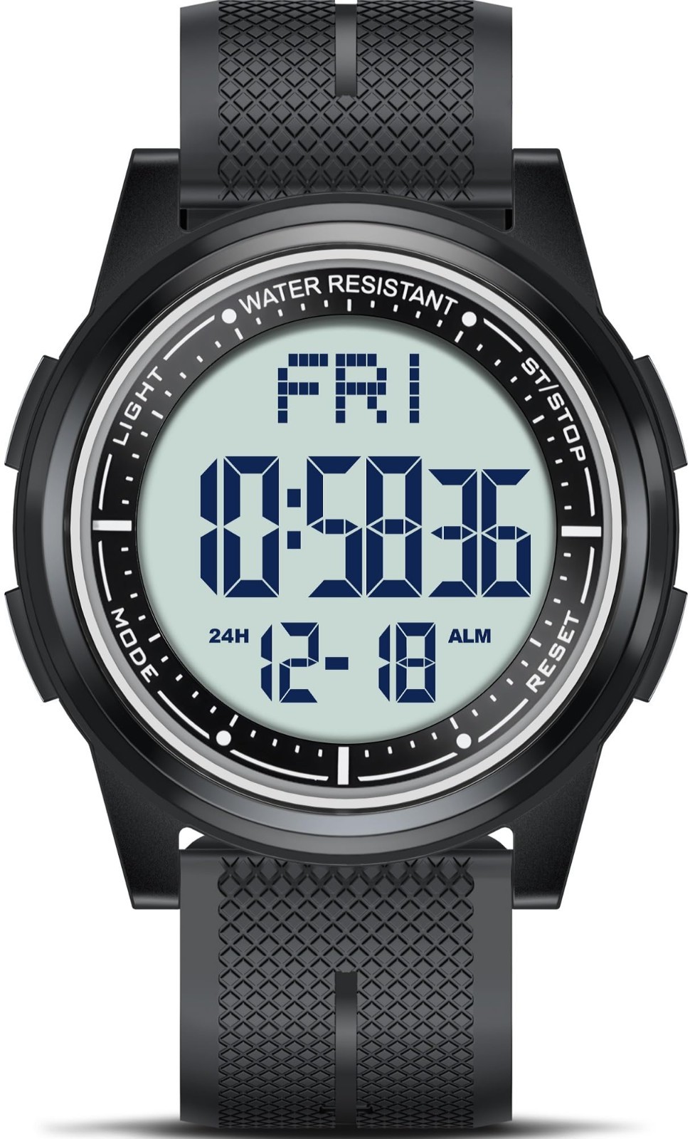 Digital Sports Watch 50M Waterproof, Ultra-Thin Lightweight, 44mm Silicone, Alar