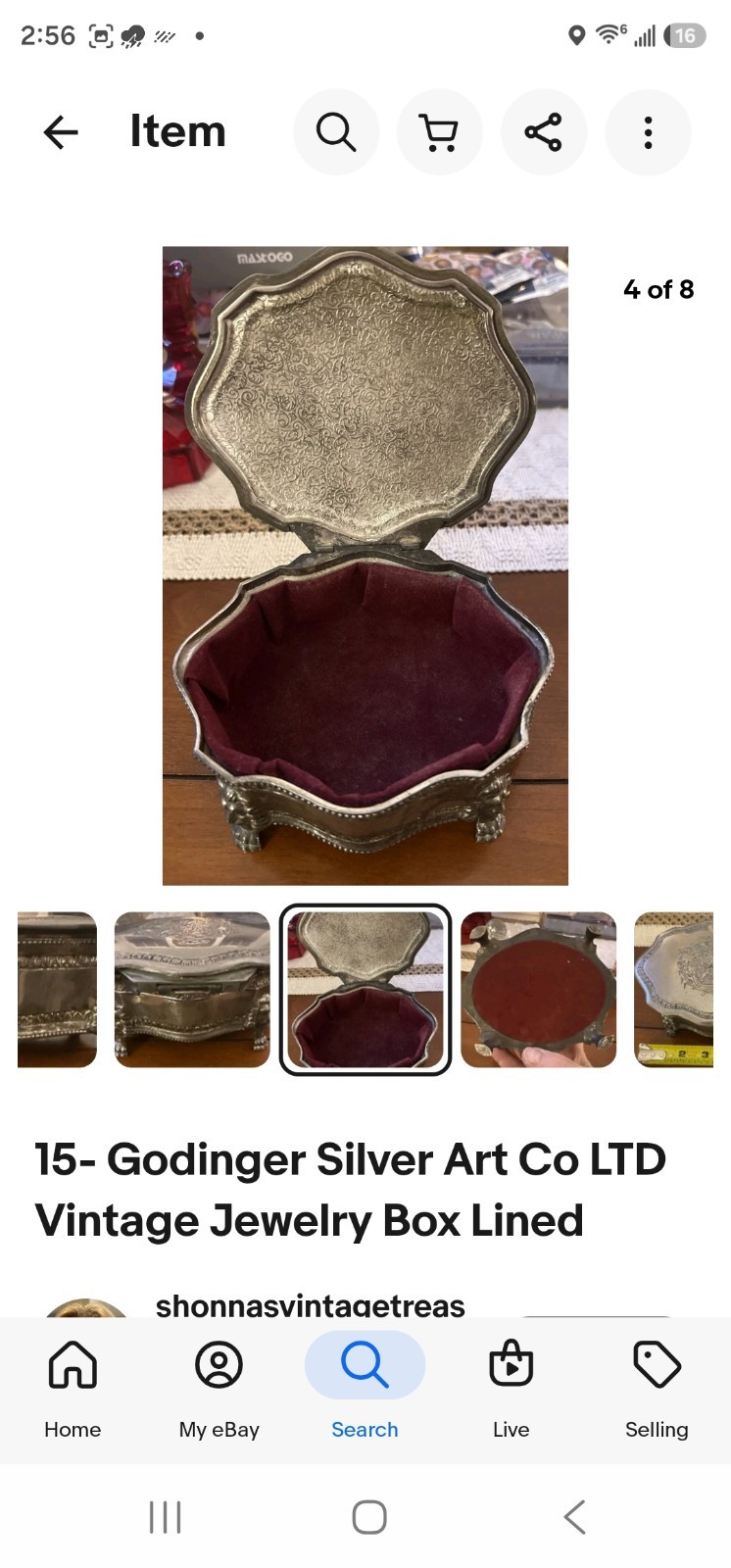 Godinger Silver Plated Jewelry Box Vintage l Red Velvet Lining