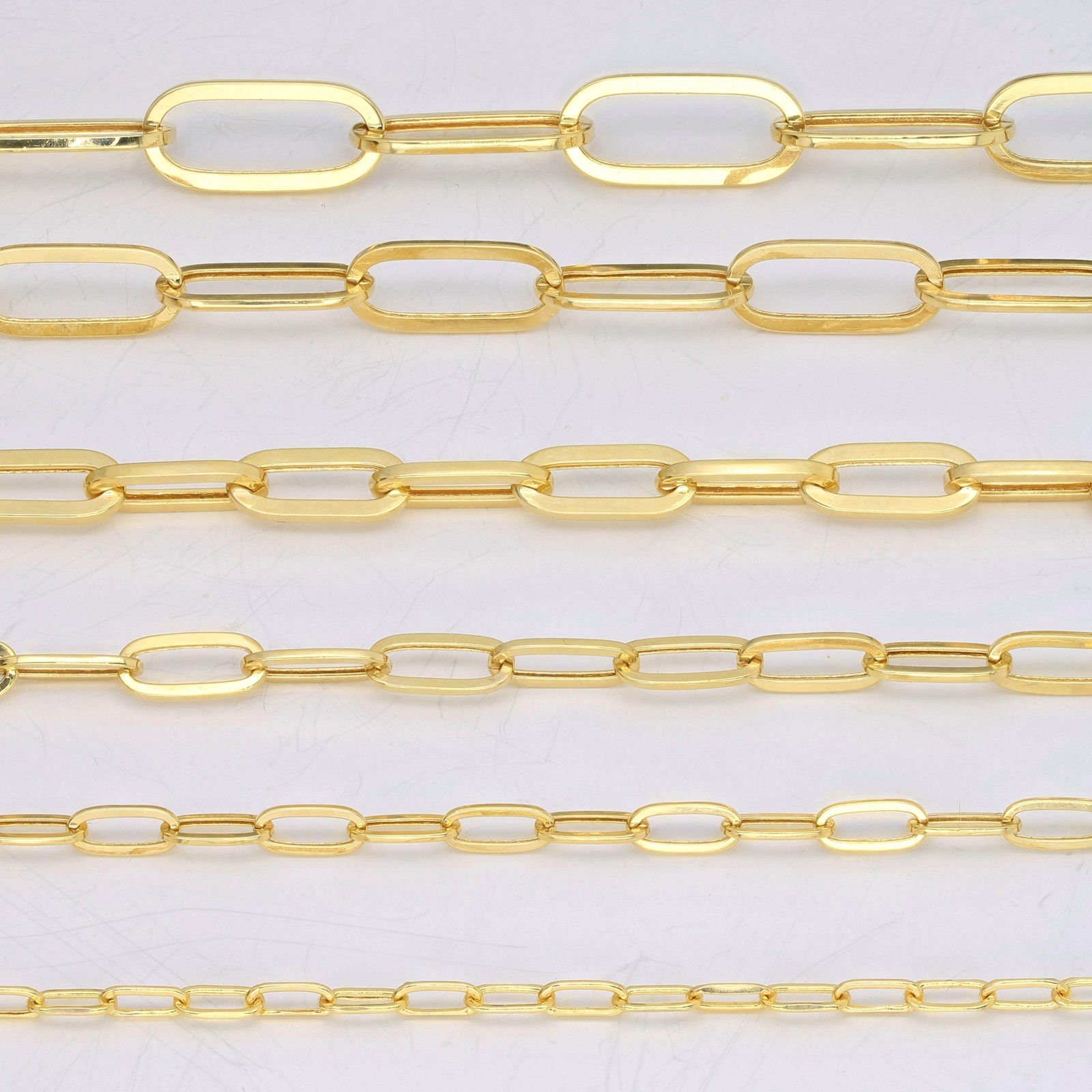 10k Yellow Gold Paperclip 2mm-6mm Chain Cable Elongated Bracelet Necklace 7″-24″