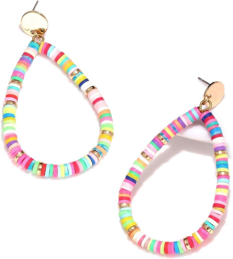 Stylish Heishi Drop Earrings – Colorful Teardrop Dangles for Every Occasion